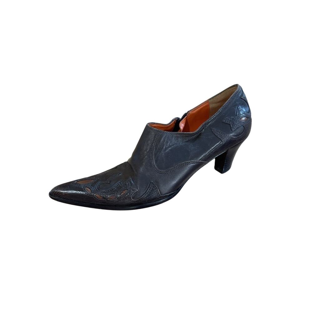Antonio Melani Vintage Leather Women 7 Pointed Toe Cowgirl Slinky Kitten Heel